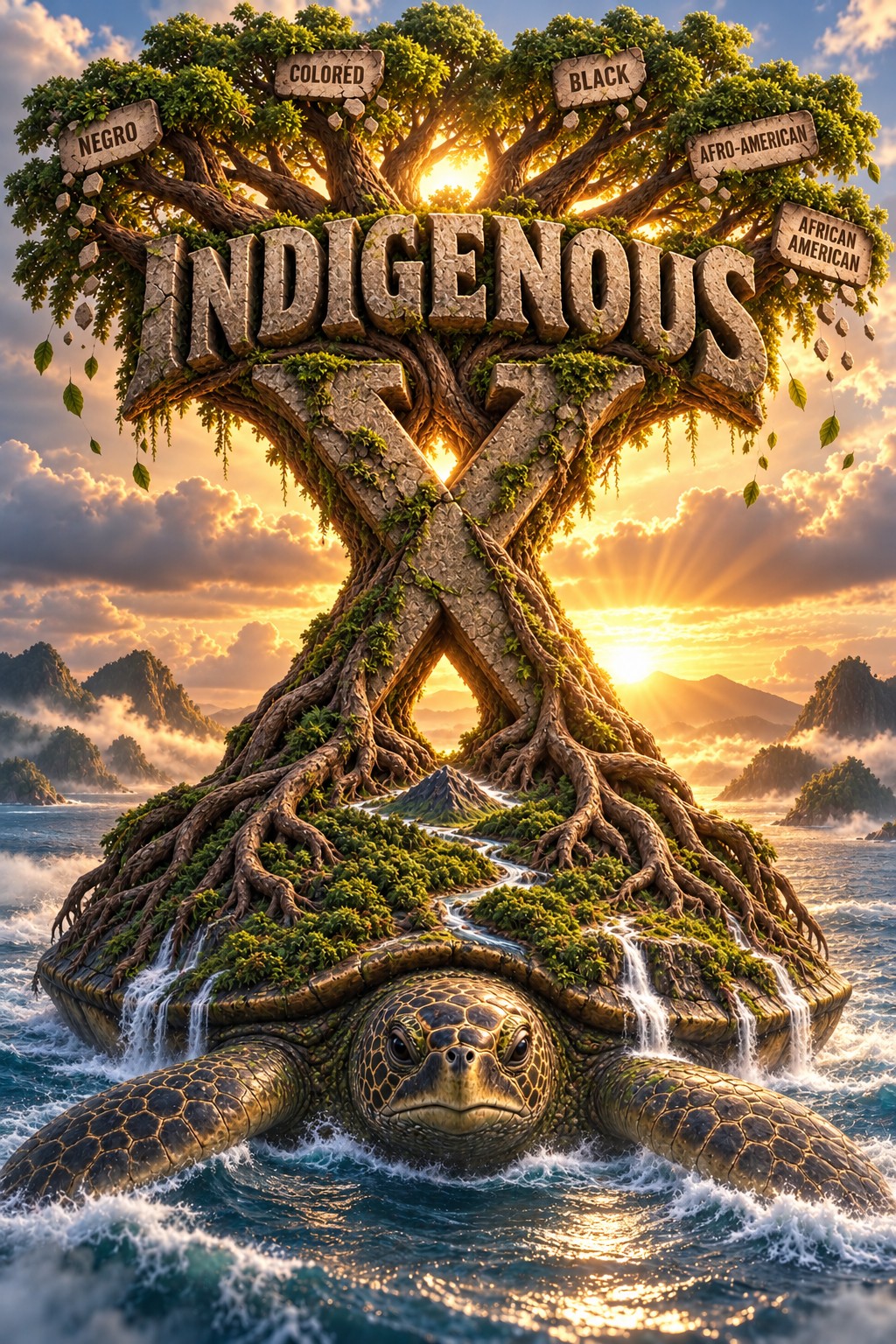 Original approved Indigenous X World Tree and Turtle Island artwork