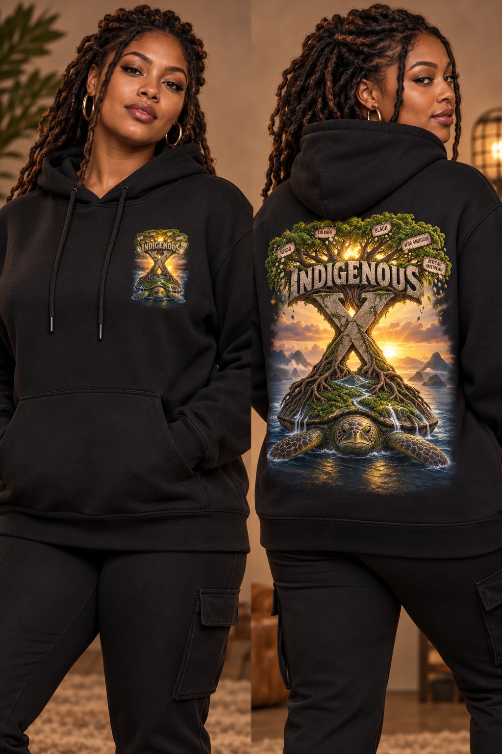 Supplied campaign image showing the hoodie front and back