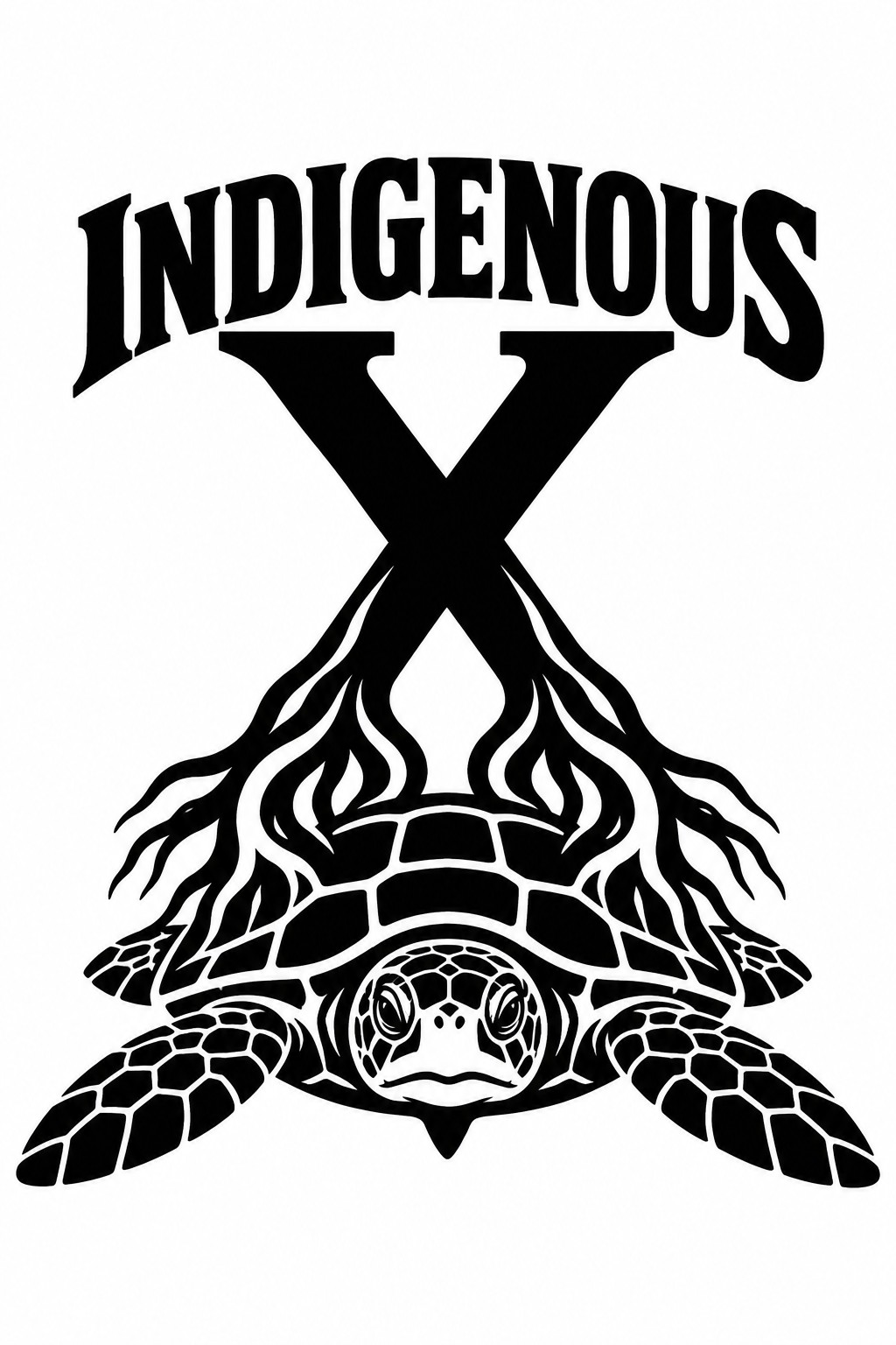 Official Indigenous X rooted X and turtle logo